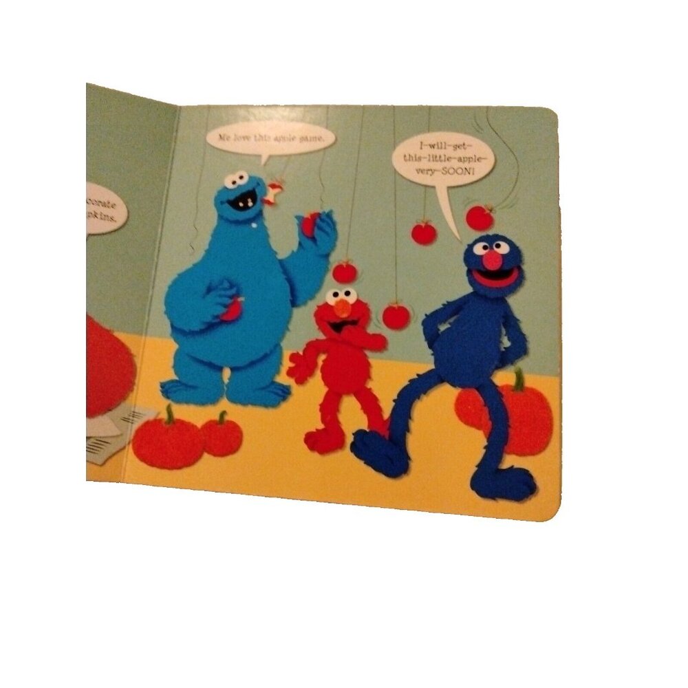 Elmos Monster Mash Sesame Street Board Book Fuzzy Flocked Pumpkins Touch Feel - Picture 2 of 9